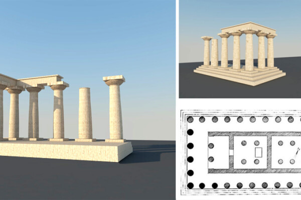Τρισδιάστατη απεικόνιση του Ναού του Απόλλωνα στην Κόρινθο